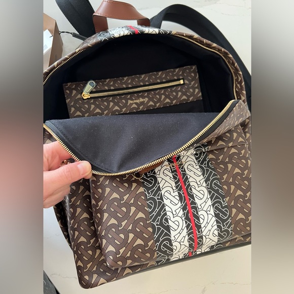 Burberry Monogram Stripe Print E-canvas Backpack - Picture 8 of 15